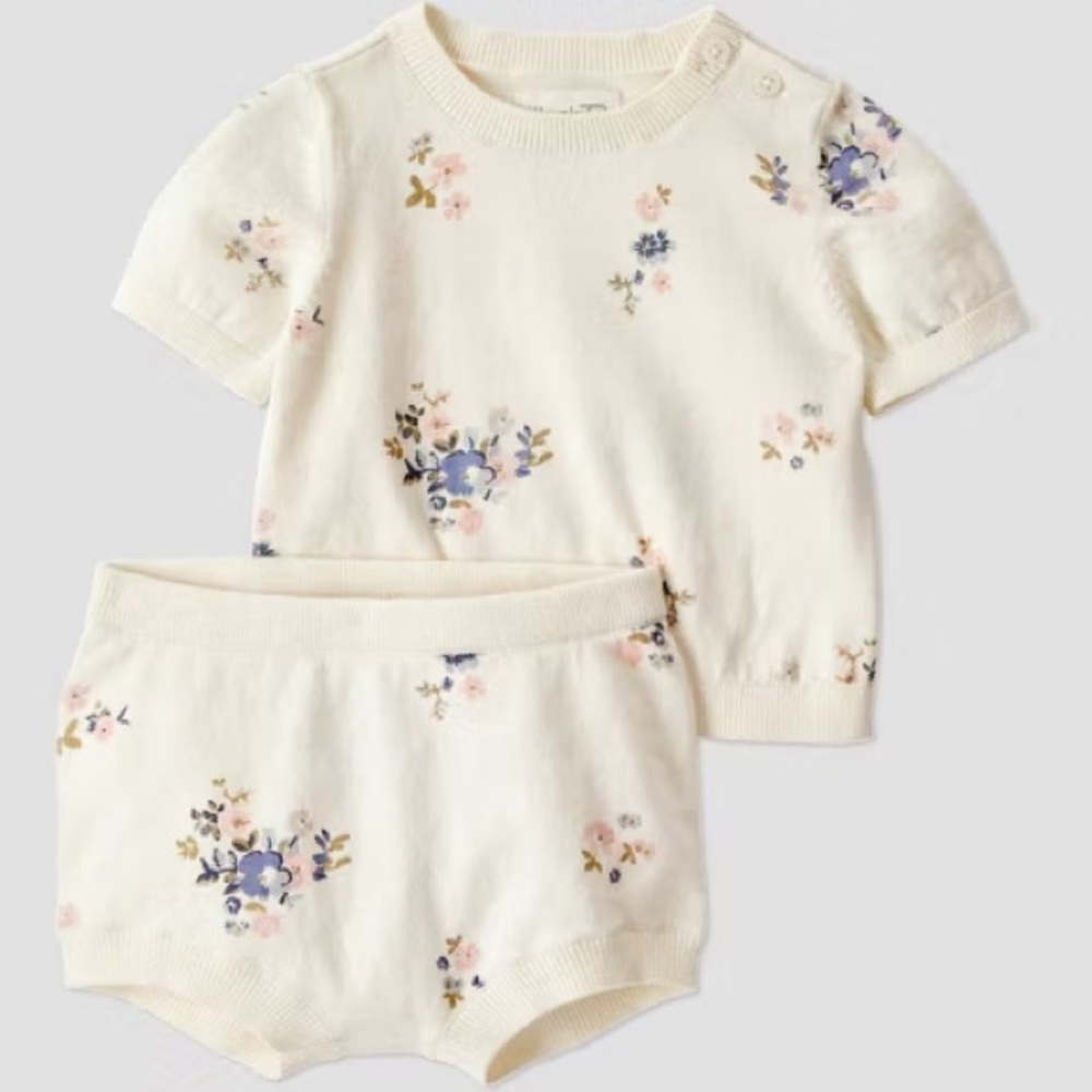 Carter's Cream Floral Knit Kids Matching Set